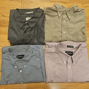 Lot Of 4 Eddie Bauer Button Down Long Sleeve Shirts Men's Size XL Tall